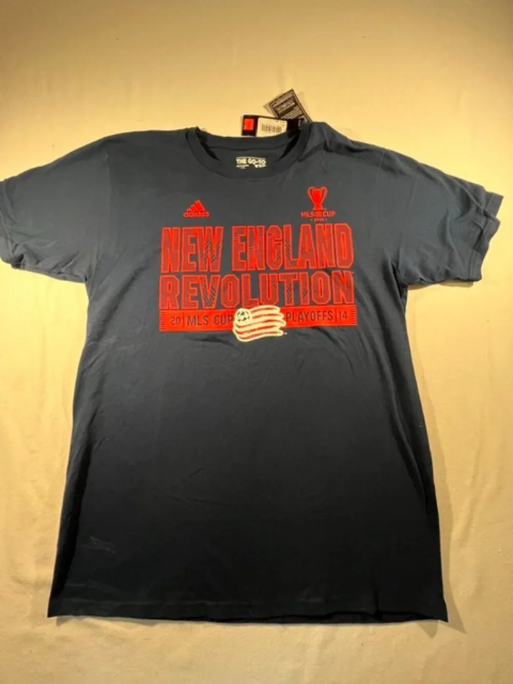 NWT Adidas New England Revolution 2014 MLS Cup Playoffs T-Shirt Navy Blue Mens L